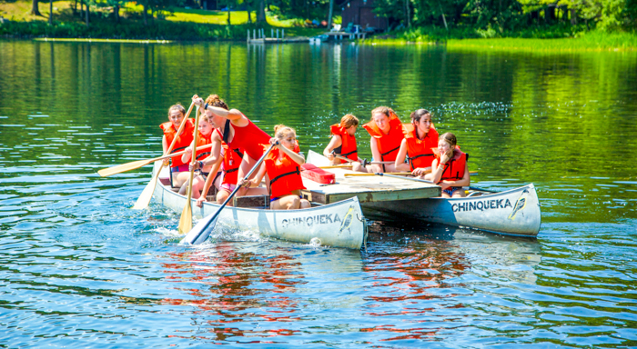 campers paddling canoe 2