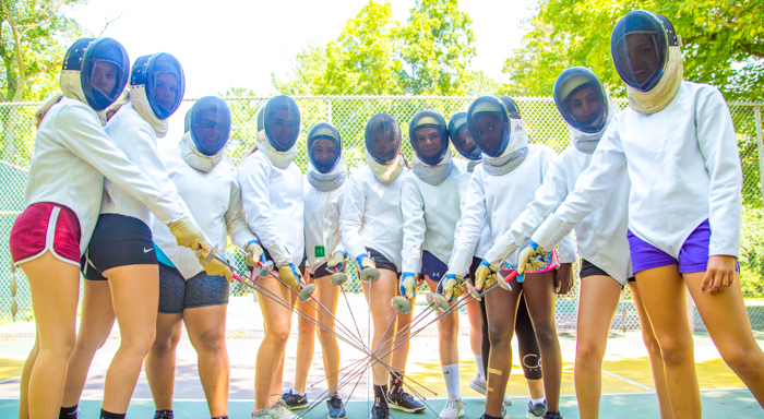 campers fencing circle
